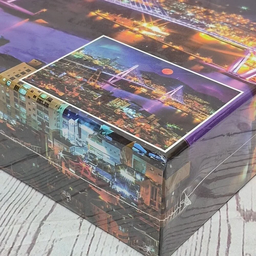 Night City On The River Puzzle 1000 Pcs Harbor Port w/Poster~Sealed~29.5x20.5 In